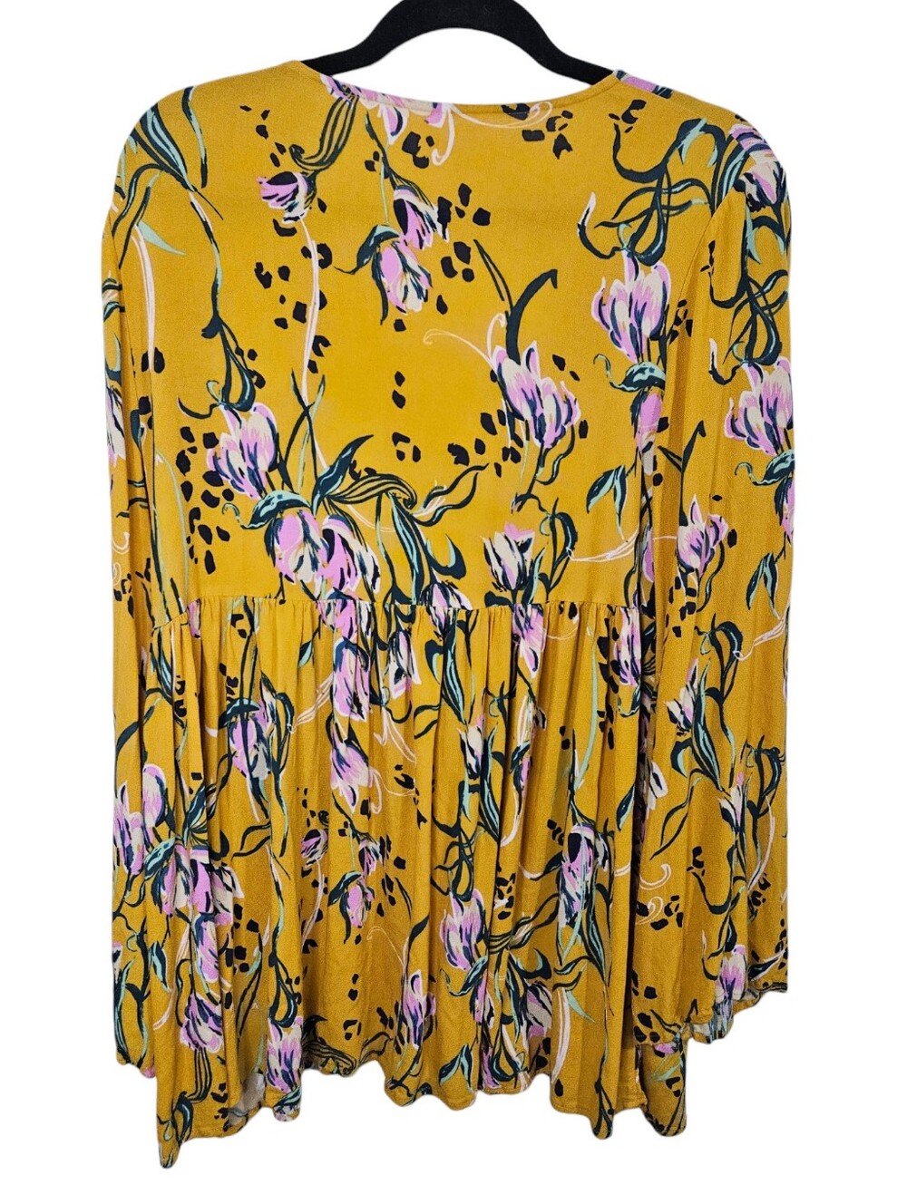 Free People Bella Golden Yellow Floral Print Tunic M - Picture 10 of 15